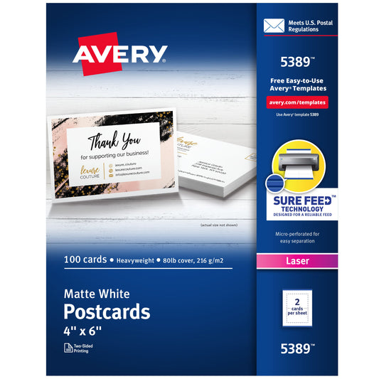 AV Post Cards White Laser 4 x 6