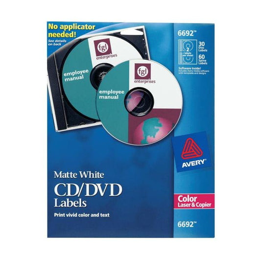 CD/DVD LABEL 30 DISC AND 60 SPINE WHITE PQ.30