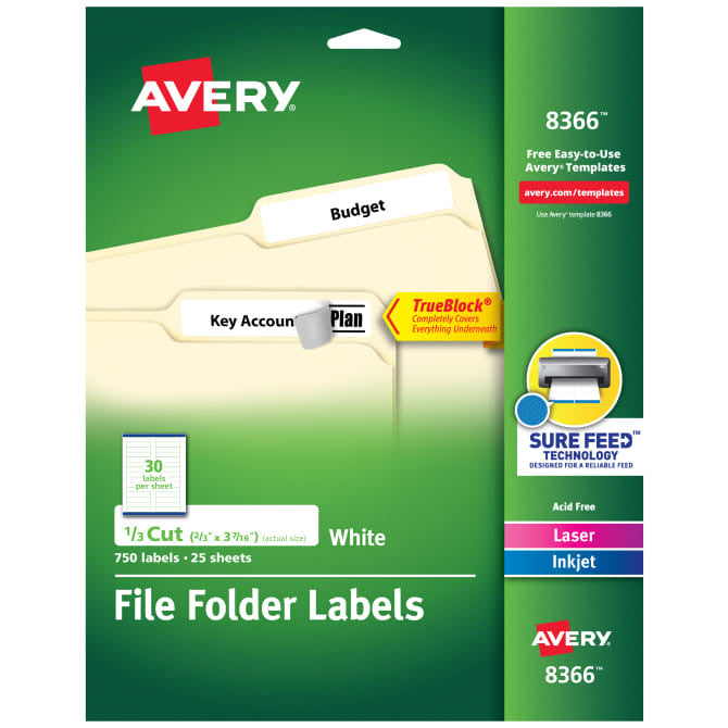 FILE FOLDES LABELS WHITE 2/3" X 3-7/16" PQ.750