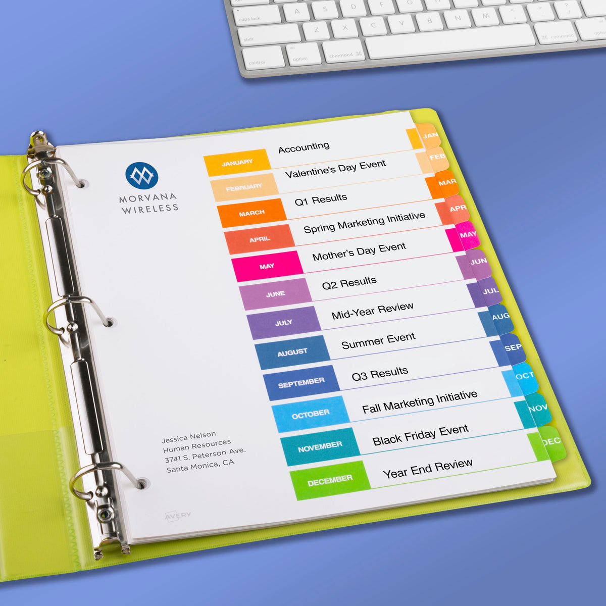Index Monthly Binder Dividers Multicolor Tab 1 Set