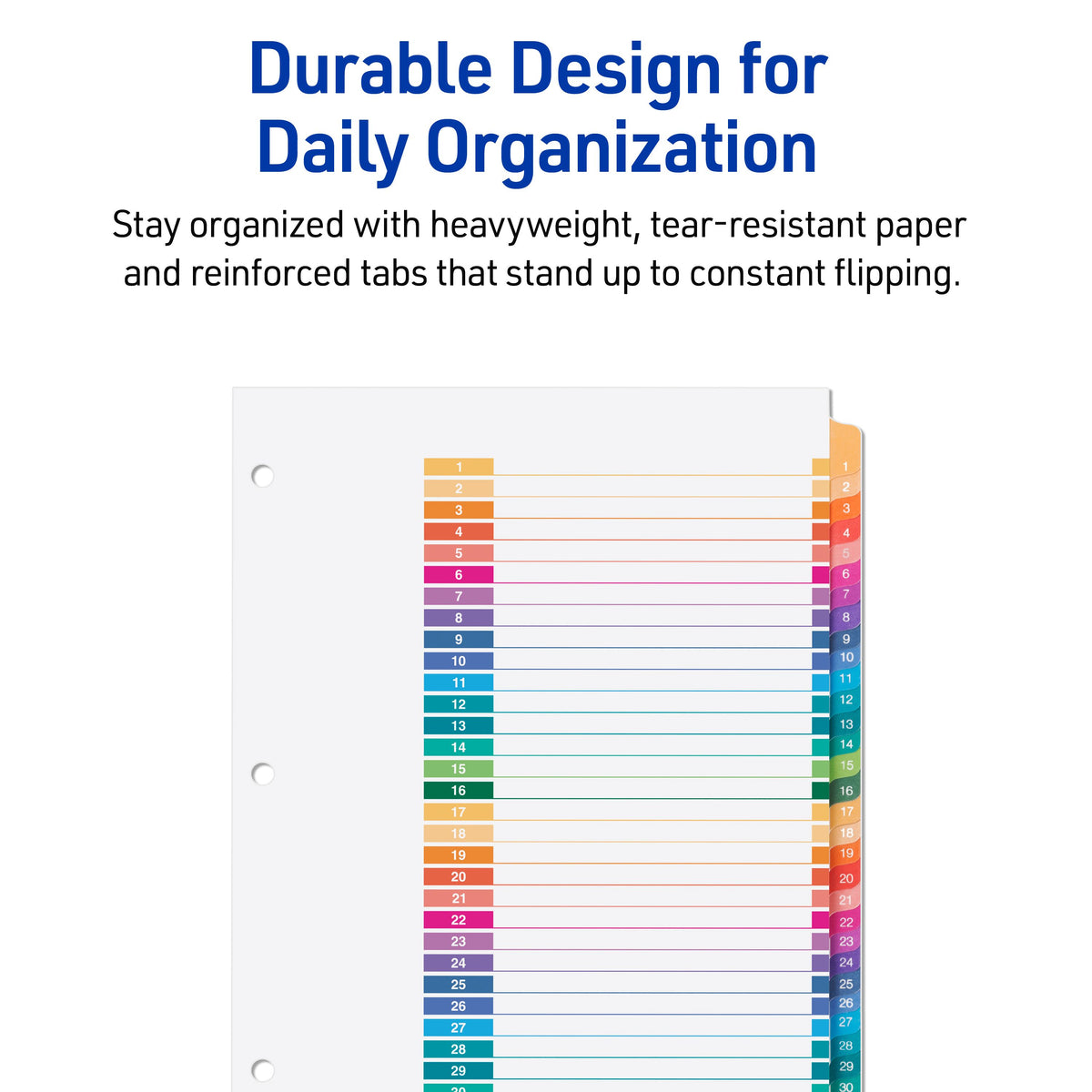 Index 1-31 Binder Dividers Multicolor Tab 1 Set