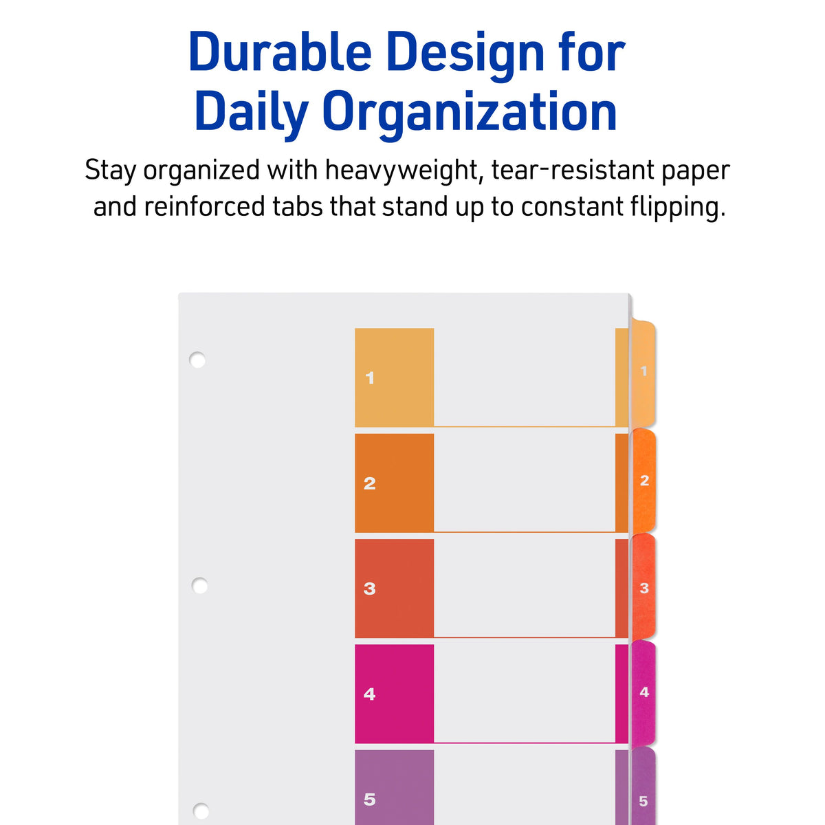 Index 1-5 Binder Divider Multicolor Tab 1 Set