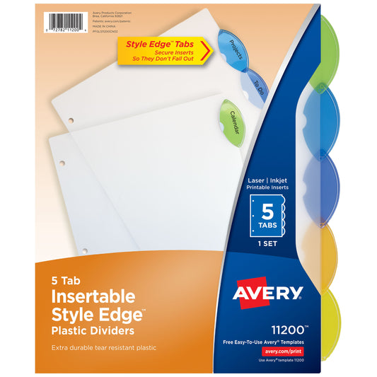 Plastic Dividers 5-Tab Set Multicolor