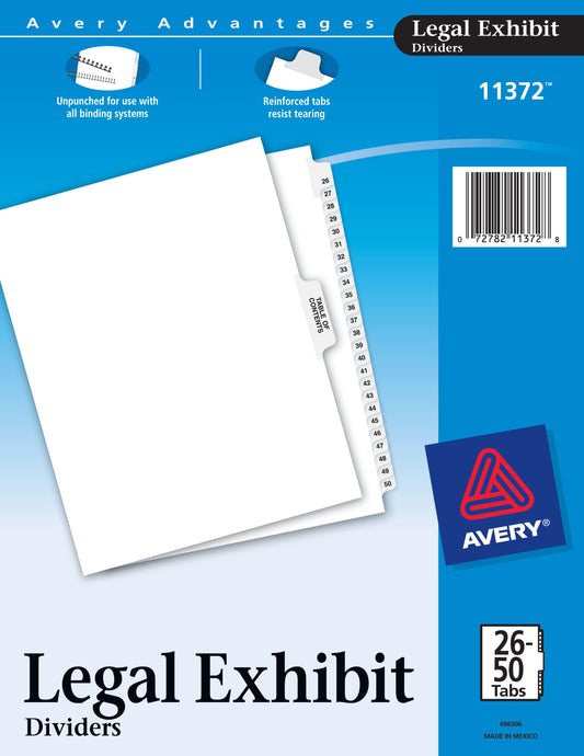 Premium Collated Binder Dividers 26-50 Tab Pkg. 25