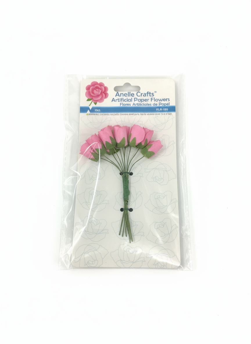 10 ct Paper Button lowers, Pink, Size: 1.85"