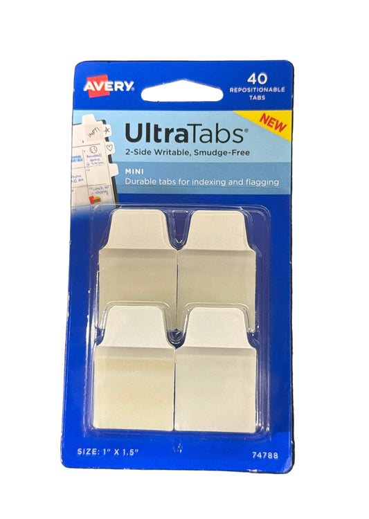 ULTRA TAB 1"X1-1/2" 40 WHITE 2-SIDE WRITABLE TABS