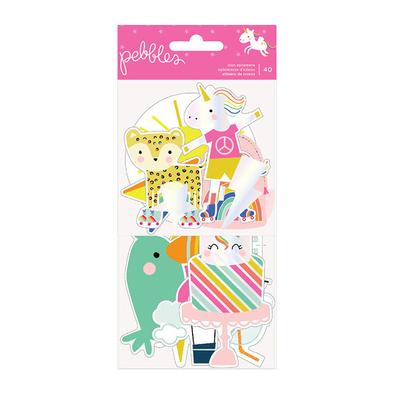 LIVE LIFE HAPPY ICON EPHEMERA IRIDESCENT FOIL 40PC