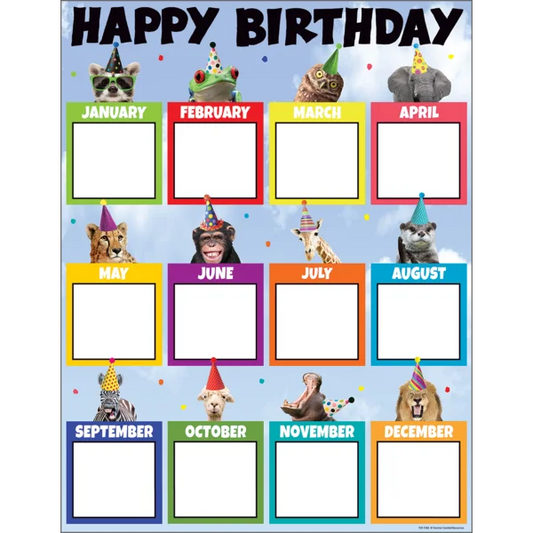 GO WILD ANIMALS HAPPY BIRTHDAY CHART