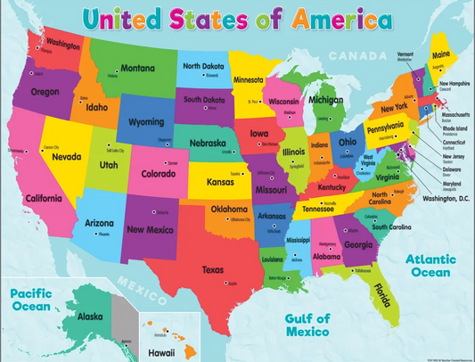 Colorful United States of America Map Chart