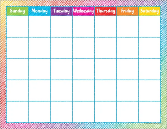 COLORFUL SCRIBBLE CALENDAR CHART