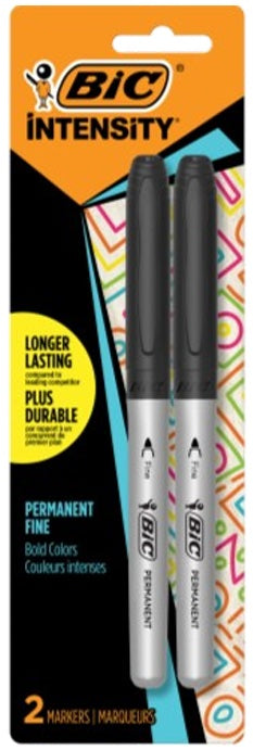 Permanent Marker Fine Black 2 Paq.