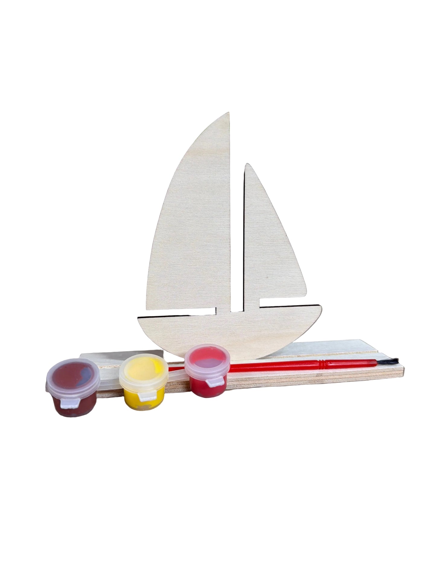 WOODEN PAINTING SET: 1 WOODEN SAILBOAT SHAPE