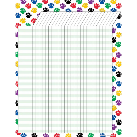 COLORFUL PAW PRINTS INCENTIVE CHART