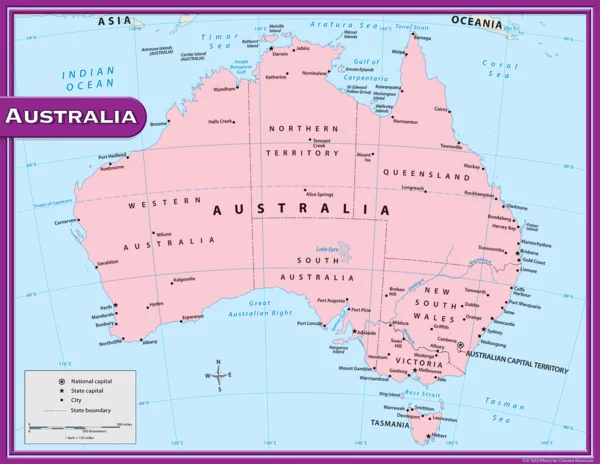 AUSTRALIA MAP CHART 17X22