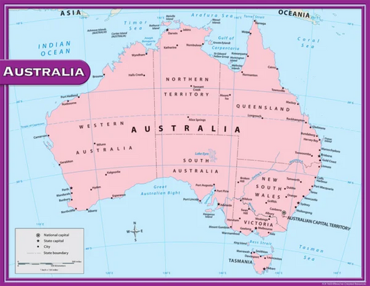 AUSTRALIA MAP CHART 17X22