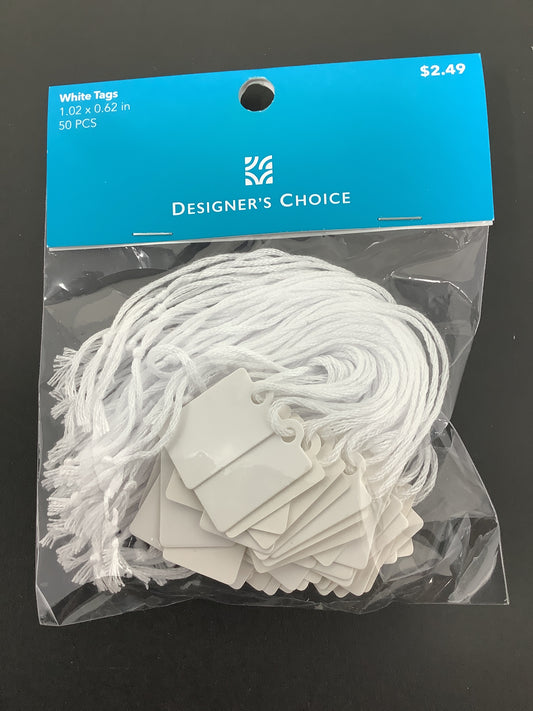 WHITE TAGS 1.02X0.62IN 50PCS