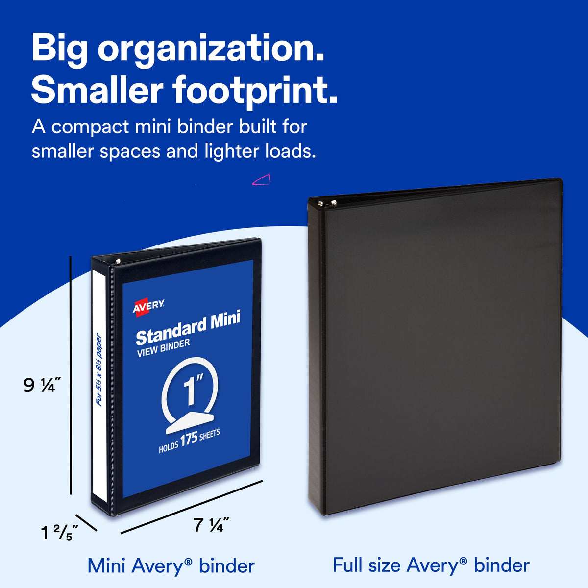 Mini View Binder 1" Black & White Holds 175 Sheets