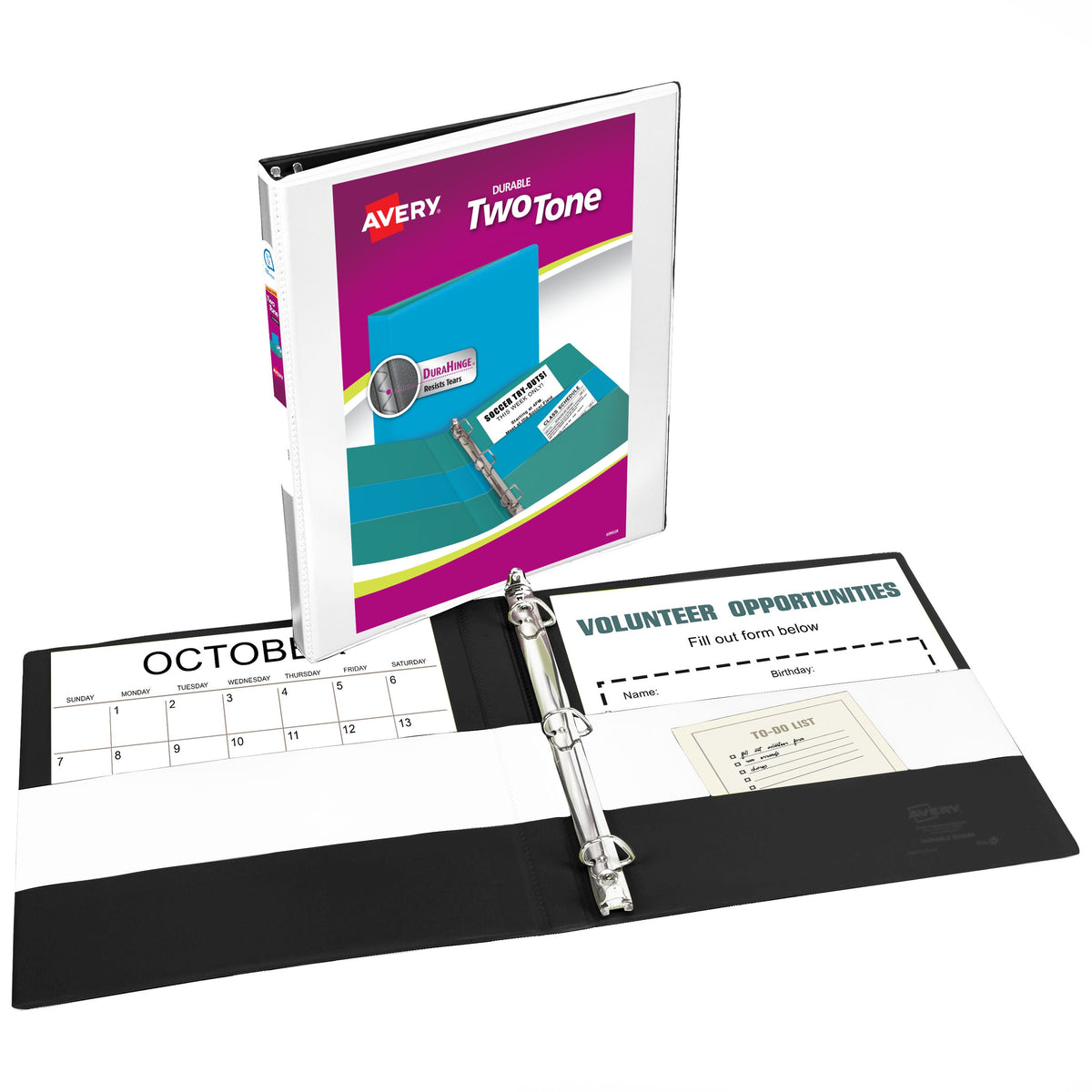 Two-Tone Durable View Binder D-Ring 1/2" Assorted Colors