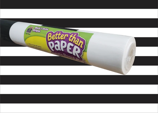 BLACK & WHITE STRIPES BETTER PAPER ROLL 4X12FT