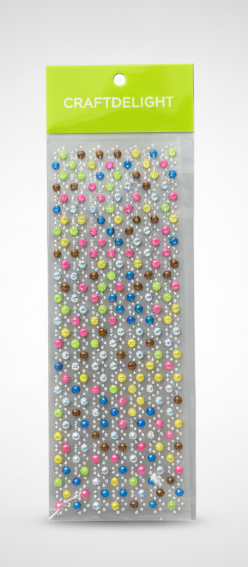ROUND GEM & PEARL STICKER STRIP MULTICOLOR
