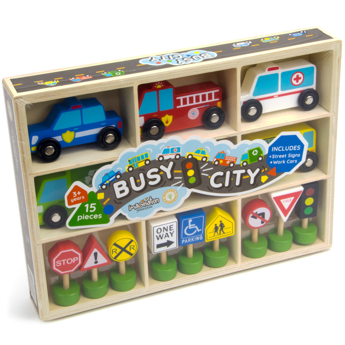 Busy City Vehicles and Signs