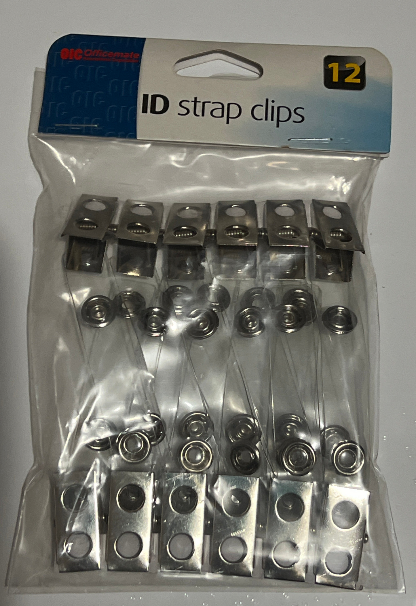 ID BADGES CLIPS W/SNAP STRAP PQT.12