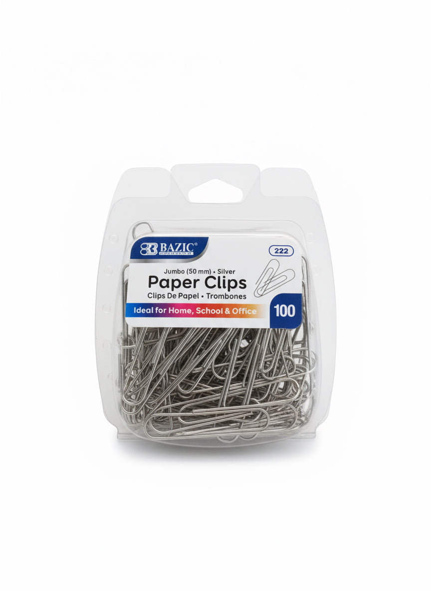 PAPER CLIPS JUMBO SILVER PQ.100