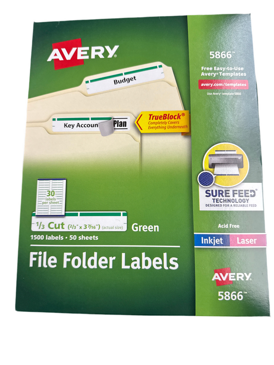 AV FILE LABEL GREEN LASER /INKJET (PQ.1500)