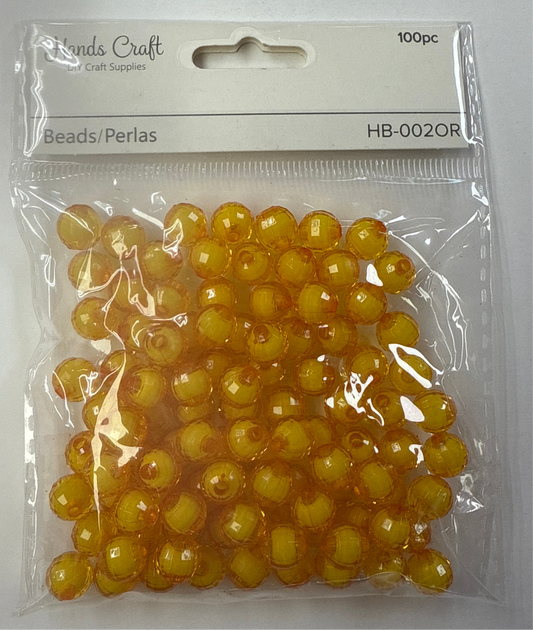 DISCO BEADS WHITE ORANGE 8MM 100 PC