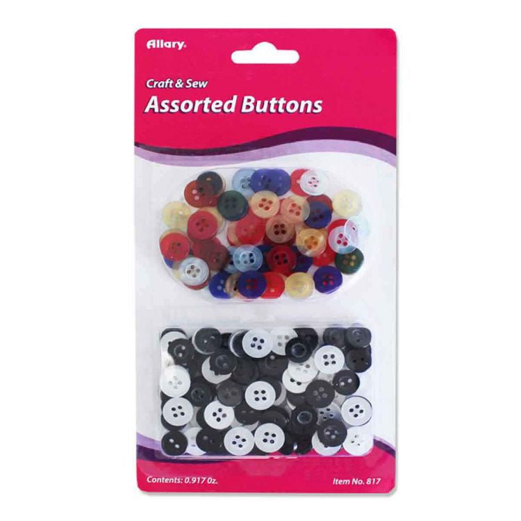 BUTTONS, WHT, BLK & ASST. COLORS, 175 CT