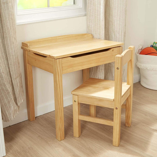 CHILD'S LIFT-TOP DESK & CHAIR - HONEY
