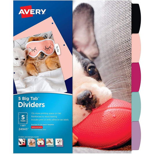 BIG TAB REVERSIBLE PUPPY FASHION DIVIDERS 5 TAB