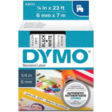 LABEL D1 BLACK/WHITE 1/4"