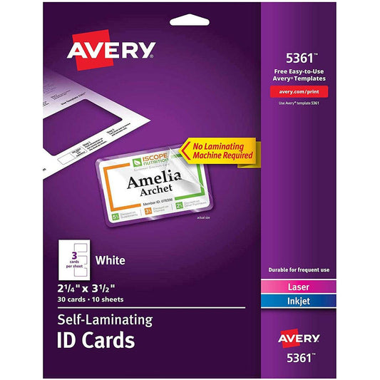 AV LAMINATED ID CARDS 2 X 3-1/4 (PQ.30)