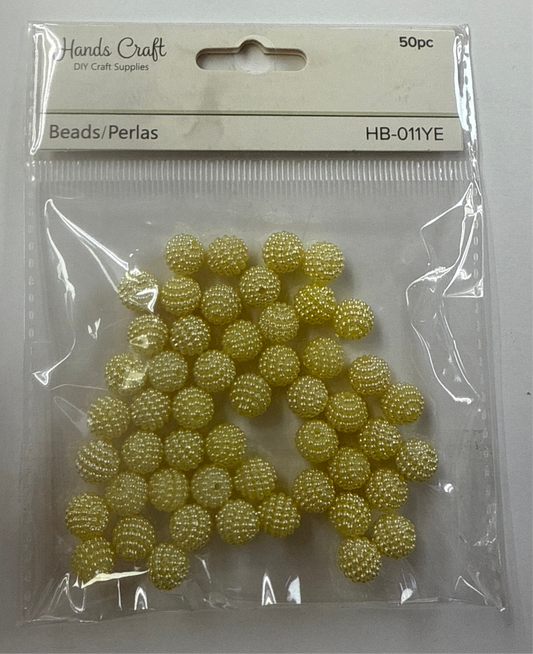 SMALL POPPY BEADS YELLOW 13MM 50 PC