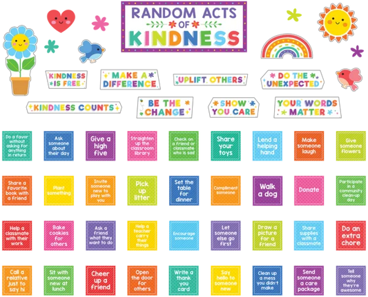 COLORFUL RANDOM ACTS OF KINDNESS BULLETIN BOARD SET 55 PCS
