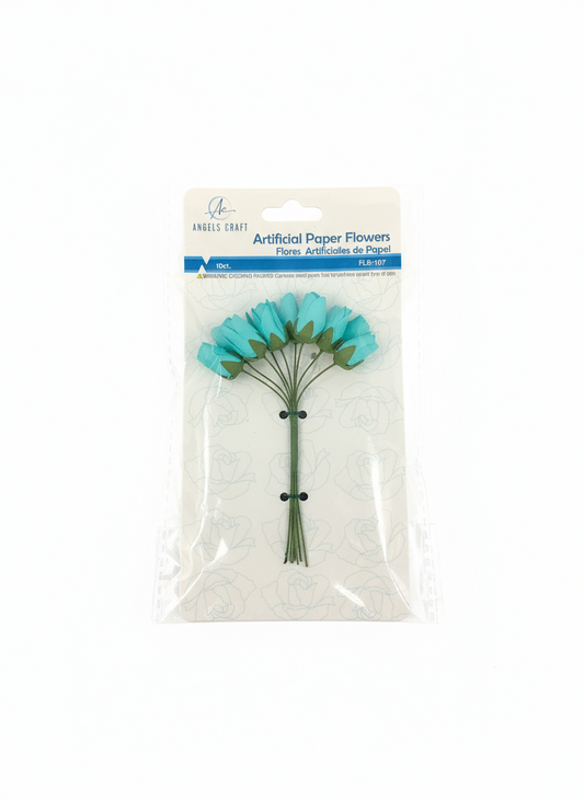 10 ct Paper Button lowers, Turquoise, Size: 1.85"