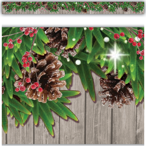 WINTER PINE CONES STRAIGHT BORDER