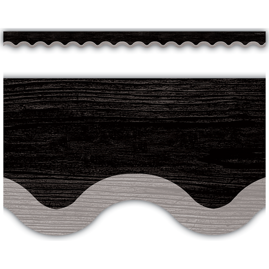 MODERN FARMHOUSE BLACK WITH GRAY SCALLOPED BORDER