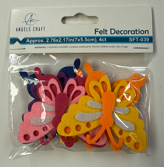 FELT DECORATION-BUTTERFLY 4CT