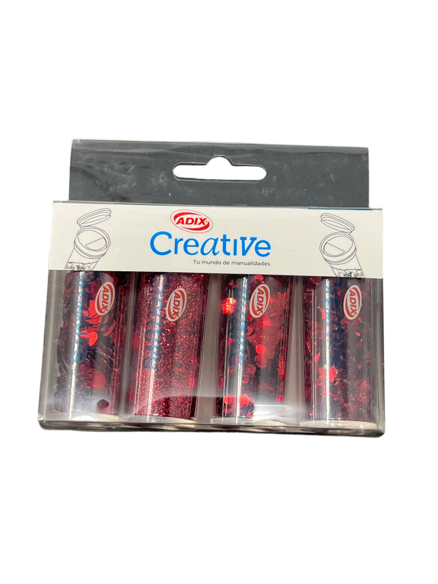 SET CONFETI/GLITTER ROJO 4 PCS