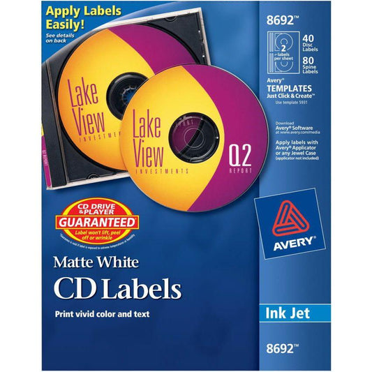 CD/DVD LABELS MATTE 40 FACE AND 80 SPINE PQ.40