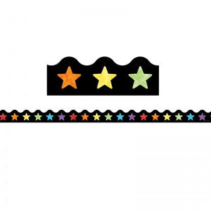 BORDER SCALLOPED WATERCOLOR STARS