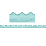 BORDER SCALLOPED BLUE WOODGRAIN