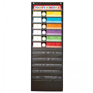 GOLD POLKA AND BLACK DOT 12 POCKETS CHART