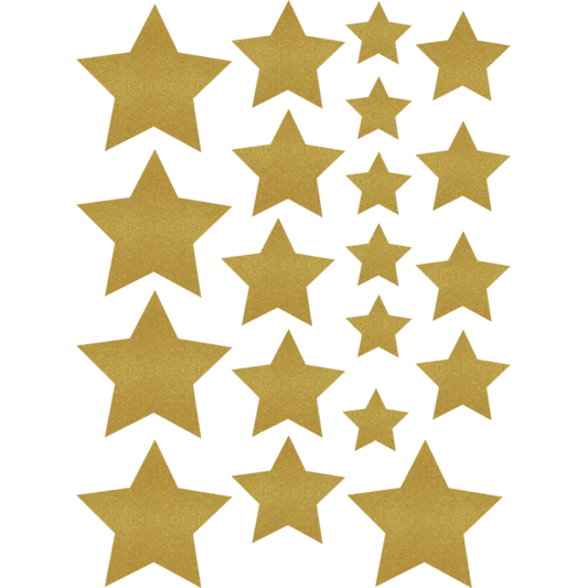 GOLD SHIMMER STARS ACCENTS - ASSORTED SIZES