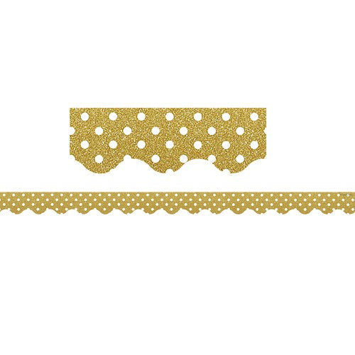 GOLD SHIMMER POLKA DOTS SCALLOPED BORDER