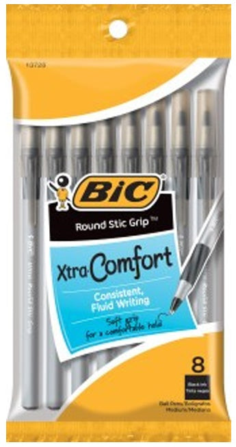 Round Stic Grip XtraComfort 8 Paq. Black Pen