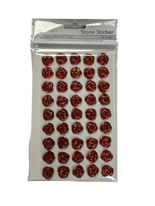 RED STONE STICKER W /GOLD FILLING 45CT