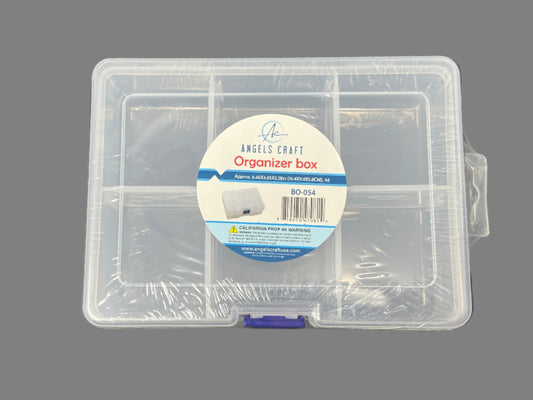 CLEAR PLASTIC CONTAINER BOX- 6 COMPARTMENTS